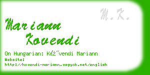 mariann kovendi business card